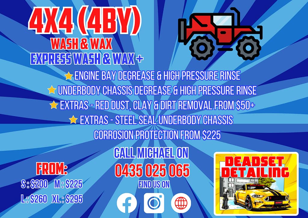 Exterior Detailing 3 Exterior Detailing 4x4 - Choose from our comprehensive range of exterior detailing packages designed to enhance and protect your car’s exterior.