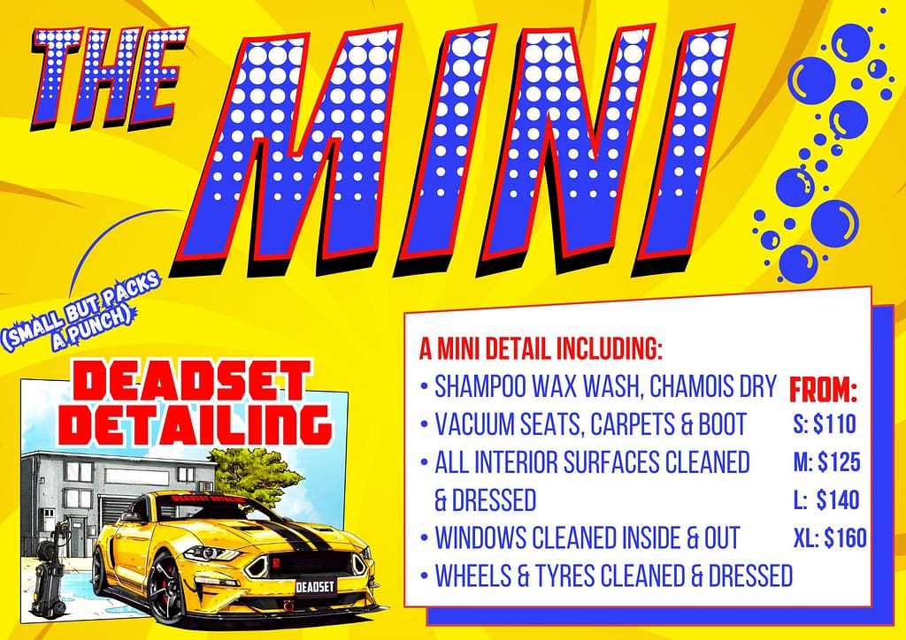 The Mini - Our Interior and Exterior packages are a great option for those that want their vehicle tidied up and looking presentable.