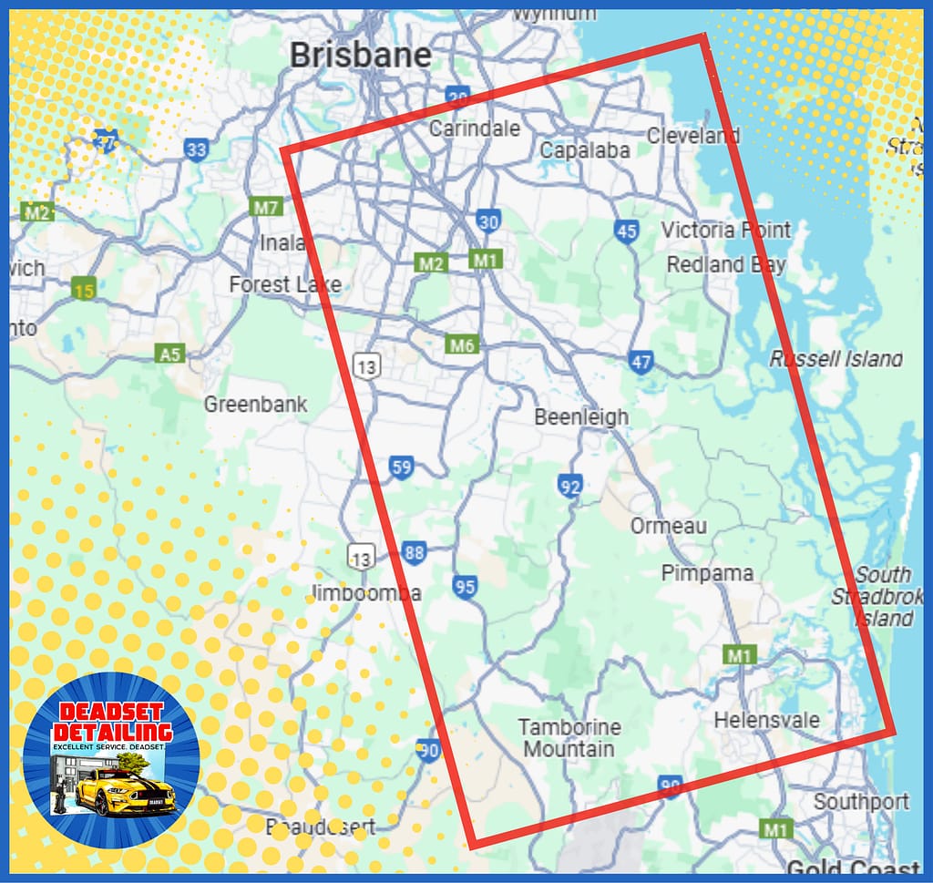 Service Area Map - Deadset Detailing - 5 star mobile detailing service for all vehicles