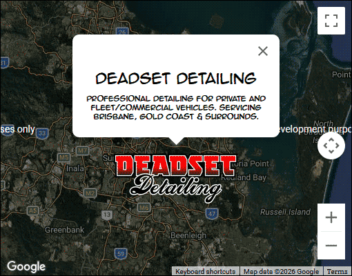 Map to Deadset Detailing - Professional detailing for private and fleet/commercial vehicles. Servicing Brisbane, Gold Coast & Surrounds.